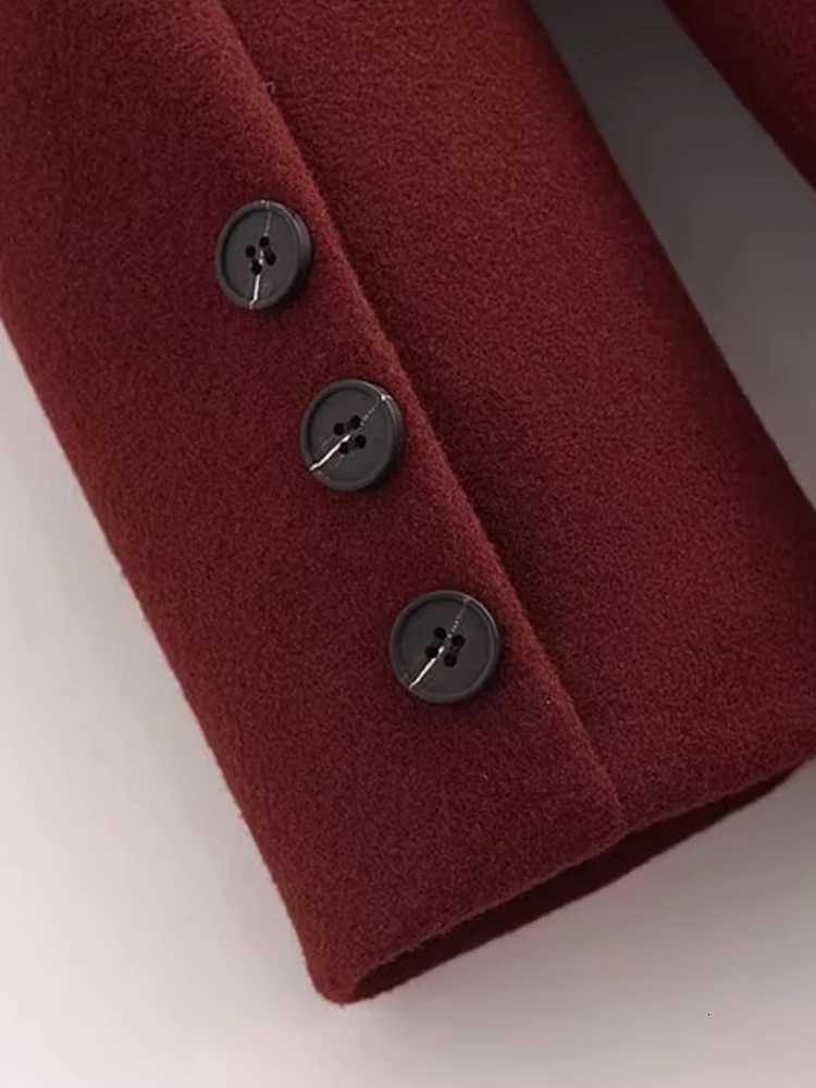 2024-Double Breasted Woolen Trench Coat for Women Long Sleeve Flap Pockets Female Outerwear Chic Overcoat Fashion Z250813