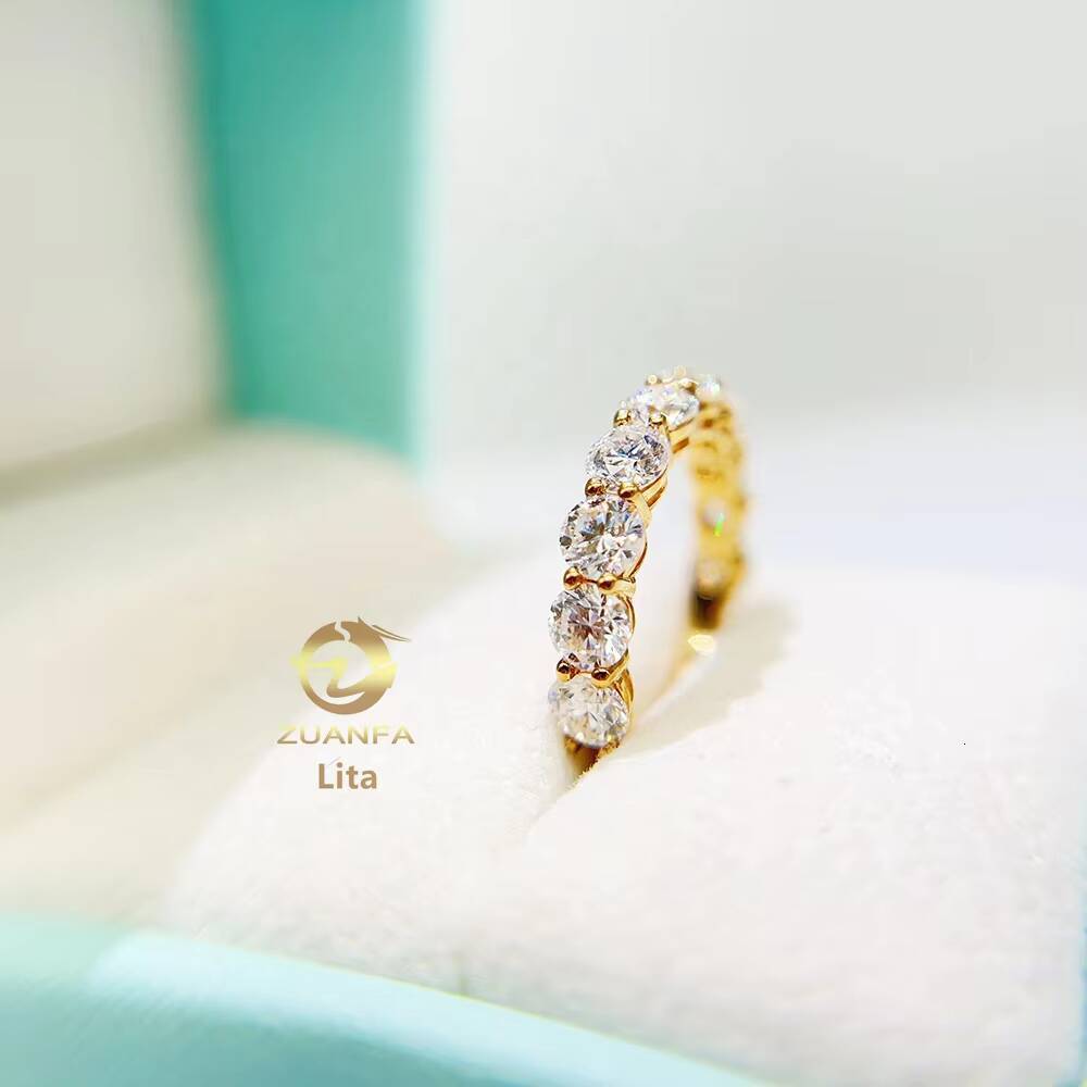 Fashion Basket Set D/VVS Round 4.0mm Semi-Eternal Silicon Stone Ring with 18k Gold Ring