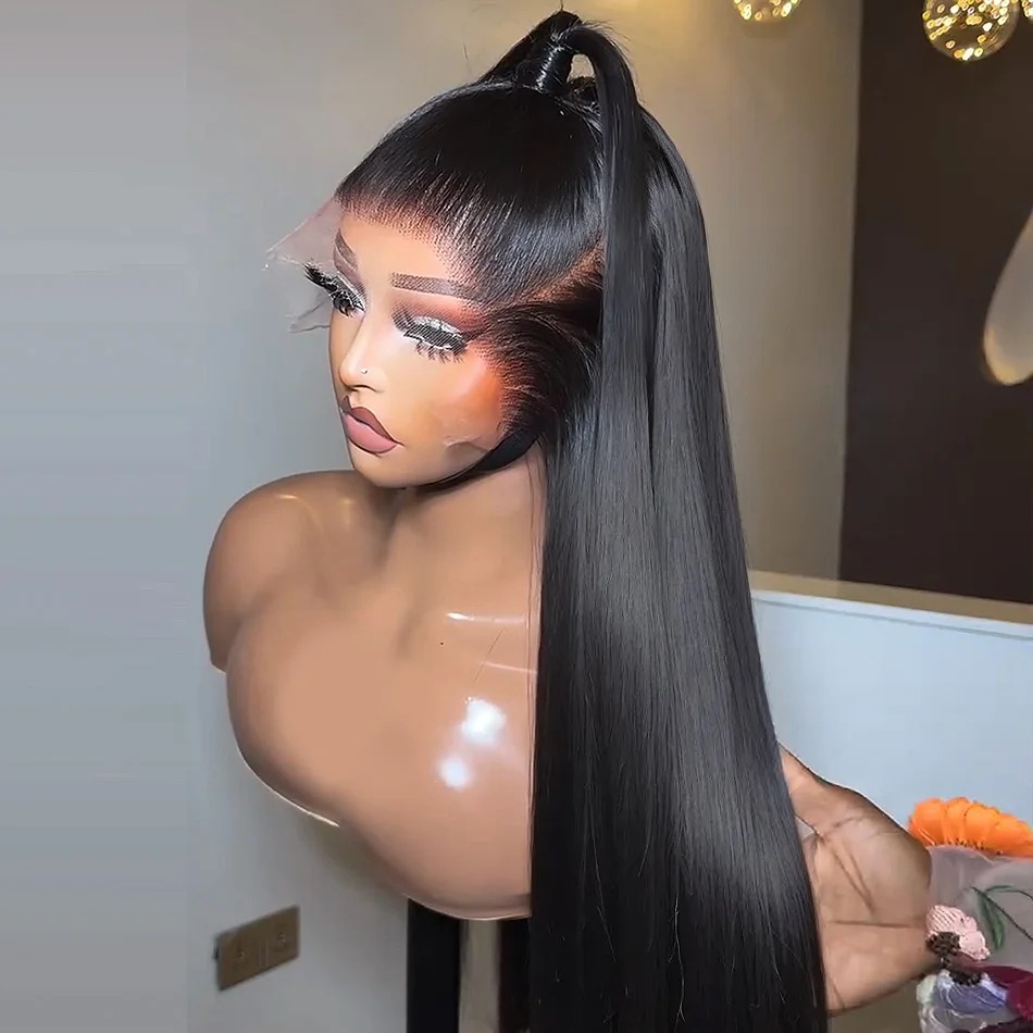 30 40 Inches 13x6 HD Transparent Lace Frontal Wigs Bone Straight 13x4 Lace Front Brazilian Pre Plucked Human Hair Wigs Wear And Go Synthetic For Women