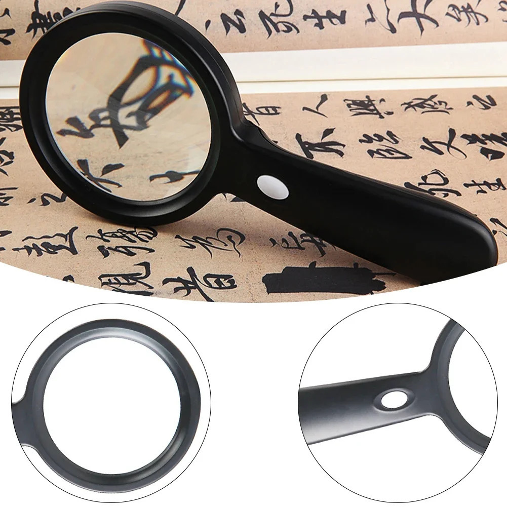 45X LED Magnifier Handheld w 123 LEDs Light Magnifying Glass Portable for Elder Reading Bookspaper Jewelry Loupe 250804