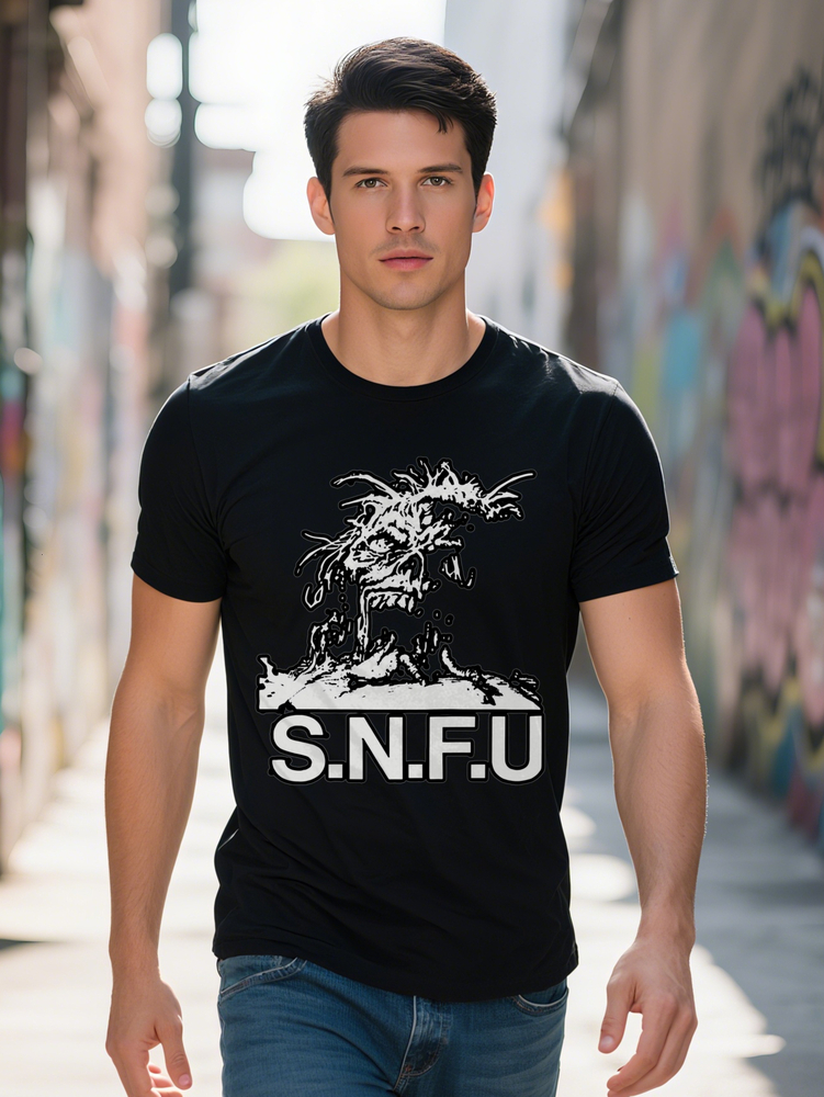 Men s Casual Graphic T Shirt S N F U Monster Print Design Black Crew Neck Tee Soft Breathable Fabric Perfect 92feb