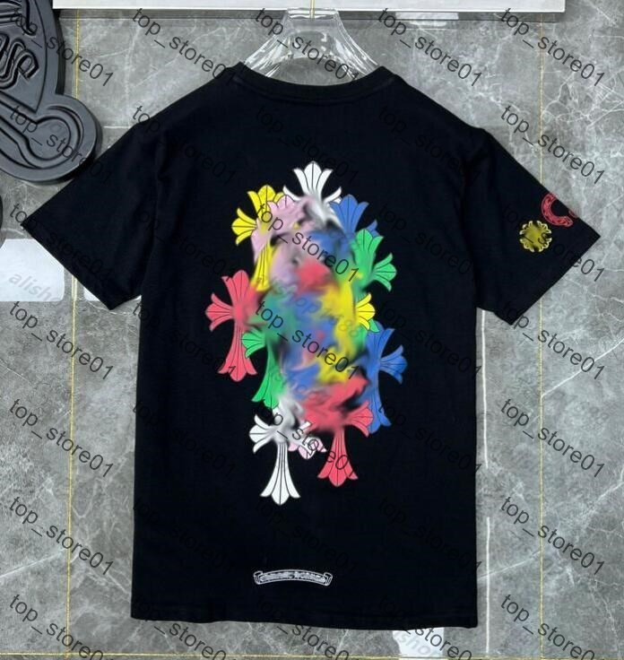 5A Designer T-Shirt For Men graphic tee 2025 Summer chrome Short Sleeve Fashion Round neck Embroidered horseshoe sanskrit cross Letter Shirts Women Loose Casual Tee
