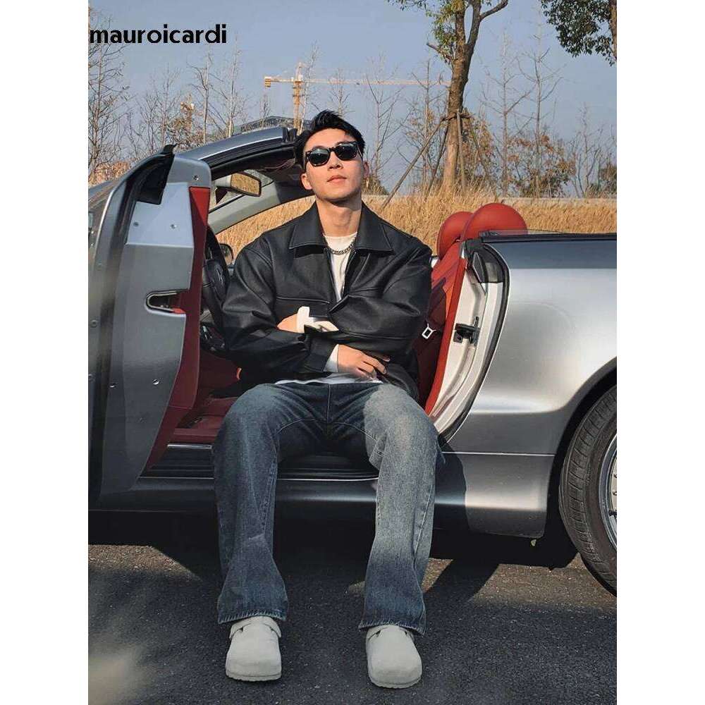 Mauroicardi Spring Cool Handsome Oversized Short Matte Black Pu Leather Jacket Men Zipper Pockets Loose Designer Clothes 20250810 250813