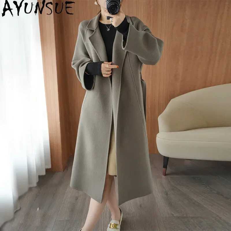 100% Wool Coats for Women Long JaCKets Womens Fashion Autumn Winter CloTHes Cashmere Coat Women Coat 2024 Z250813