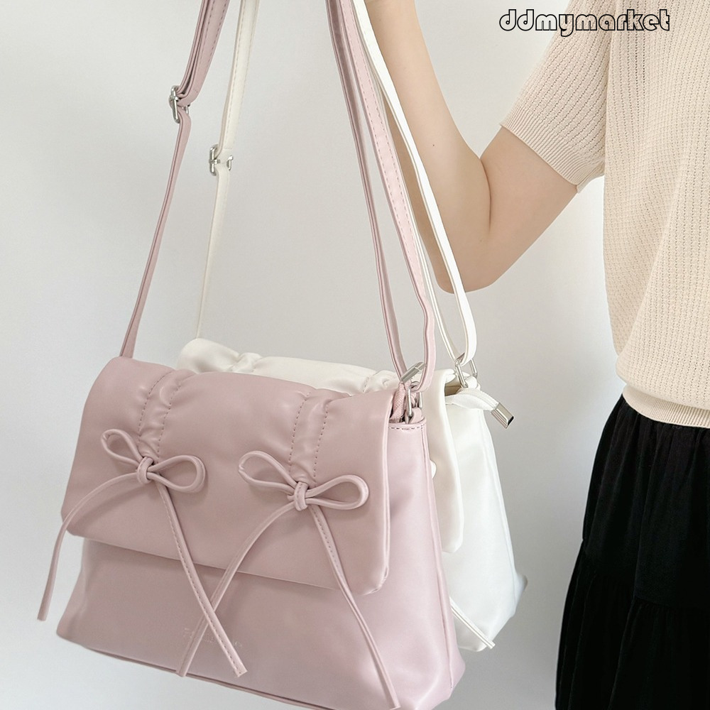 Butterfly Knot Sweet Tote Bag for Women, Large Capacity Commuter Shoulder Crossbody Bag, Korean Style College Student Class Backpack ddmymarket