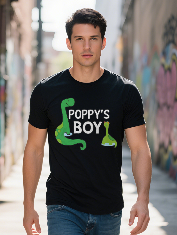 Men Round Neck T Shirt Popy s Boy Dinosaur Print Soft Summer Top for Casual Attire 5732f