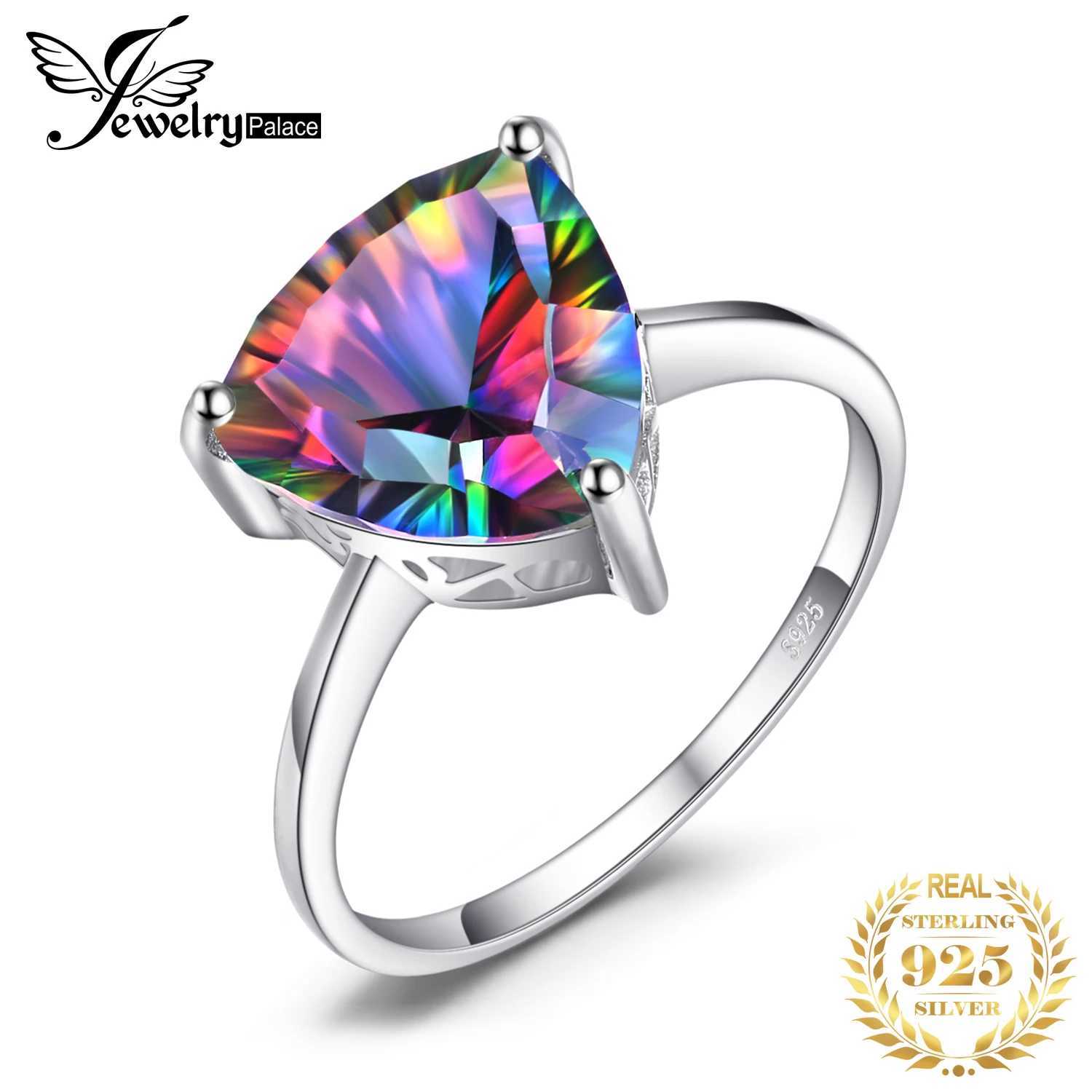 4.3ct Natural Rainbow Mystic Quartz 925 Sterling Silver Wedding Engagement Solitaire Ring for Women New Arrival W250812