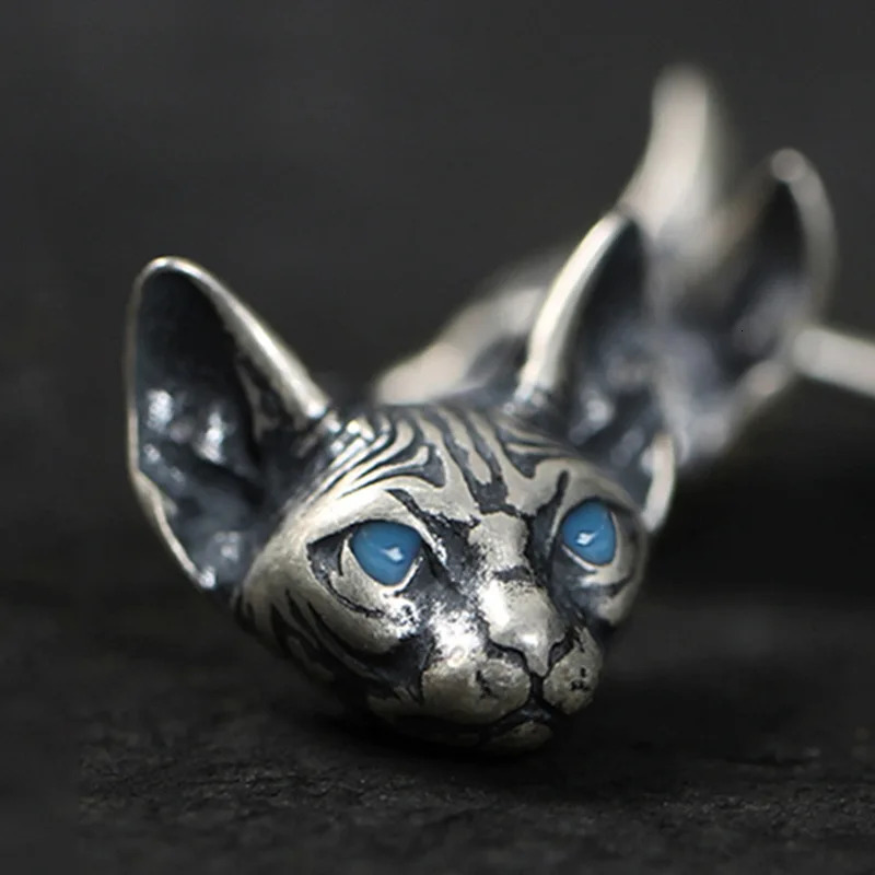 Retro Sphynx Hairless Cat Earings For Men Women Punk Gothic Hiphop Zinc Alloy Stud Earings Kitten Jewelry Unisex Creative Gift 250812