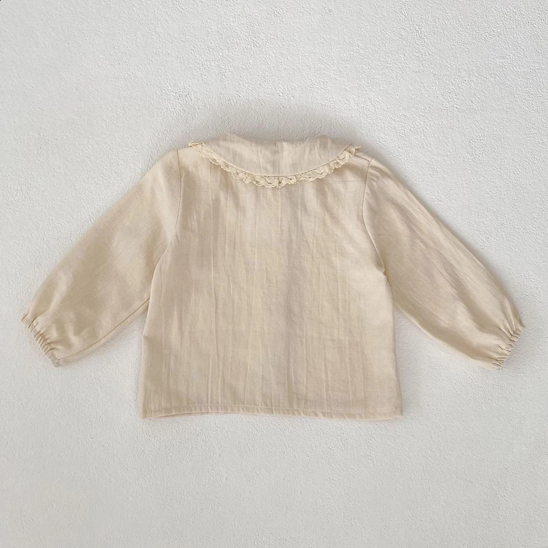 autumn baby clothing 07 year old female embroidered doll collar long sleeved shirt 250812