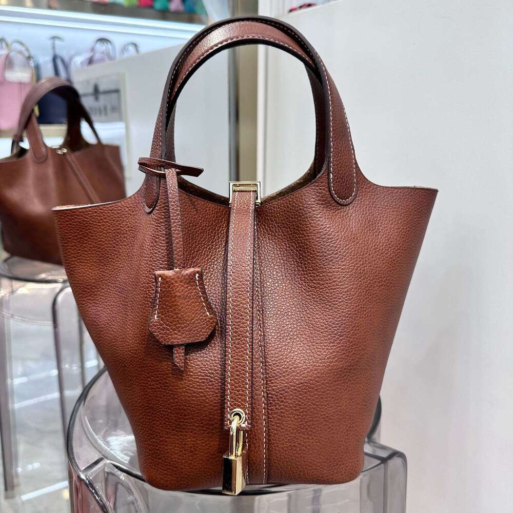 New Bucket Tote Genuine Leather Handbag Mommy Bride Wedding Bag High-end Feel