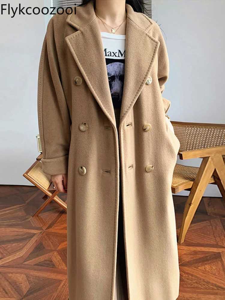 2024 Popular Autumn and Winter Long Double-sided Woolen Coat Female High-grade Foreign Popular Tweed Winter Jacket Women Z250813
