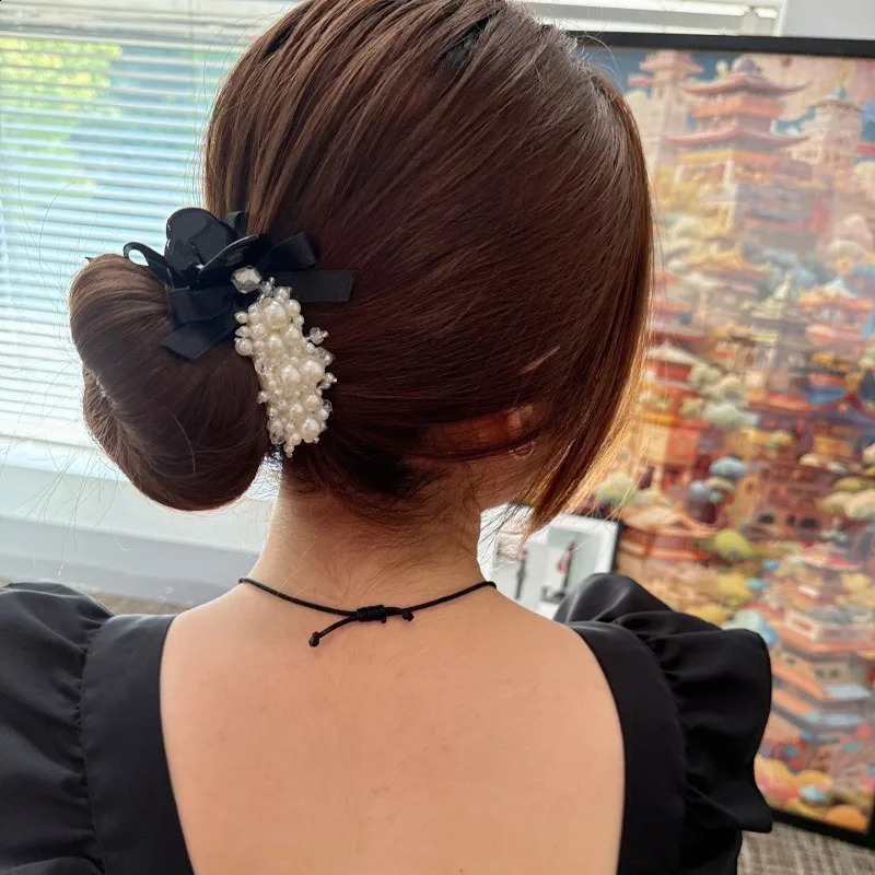 Luxurious Crystal Pearl Hairpin Elegant Temperament Hair Clip 250812