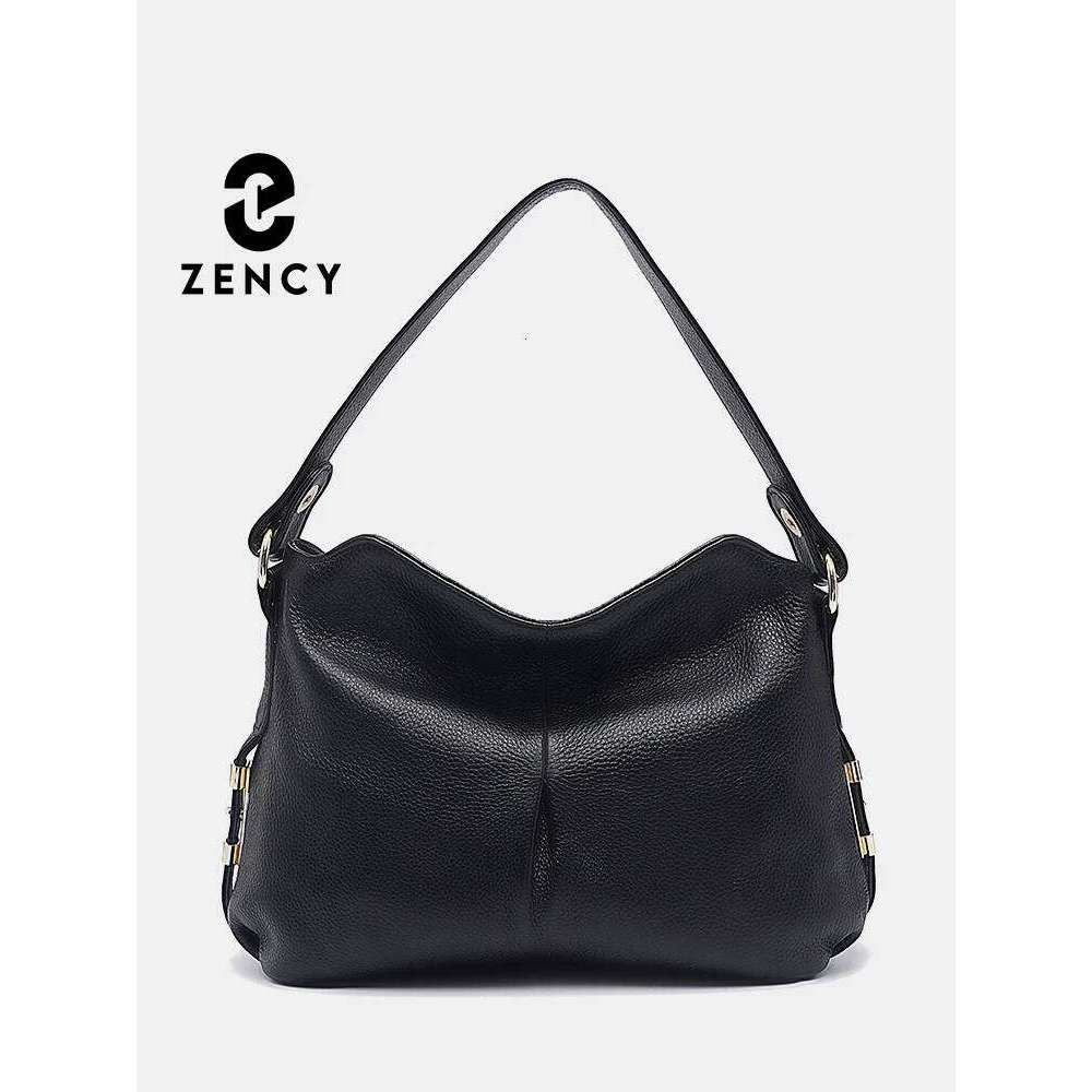 Zency Women s Genuine Leather Shoulder Bags Female Fashion Hobos Crossbody Lady Shopper Designer Handbag Black For Commuters bag