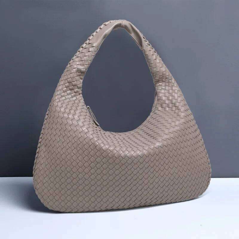 Free shipping designer bags New Vegan Leather Hobo Bag Handmade Woven Casual Female Half Moon Handbag Big Capacity Patchwork Zipper Women Tote Shoulde