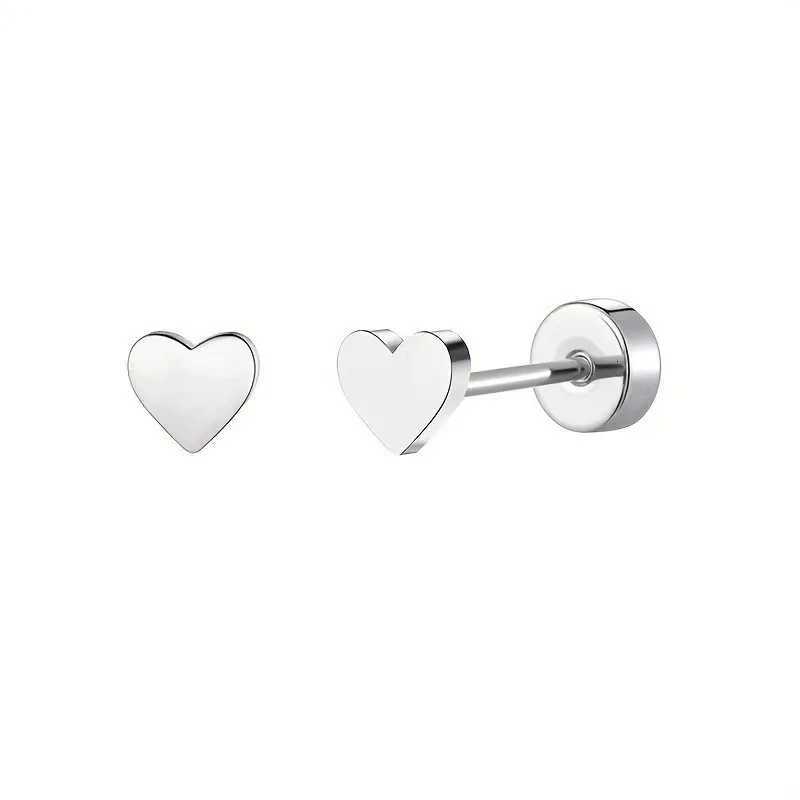 K Gold Plated White Gold Plated Posts Pair of Flat Back Stud Earrings for Women | Heart Earrings H250909
