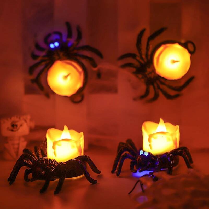 3/2/1PCSHalloween Decorations Spider Candles Night Lights Supplies Decorative Props Haunted House Horror Party Accessories ddmynov