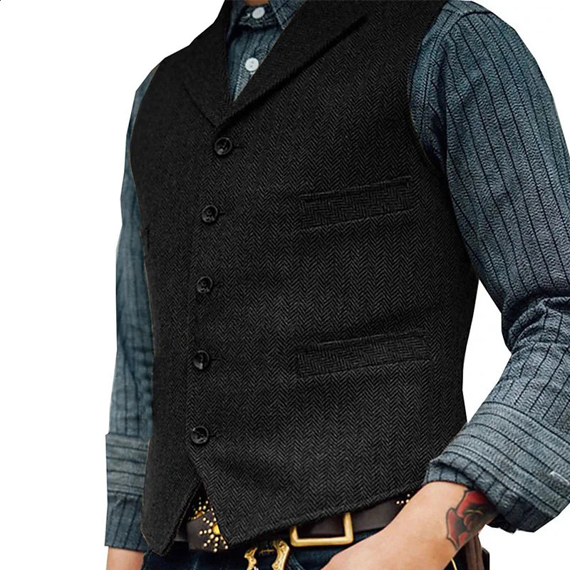 Single-breasted Coat Male Lapel Korean Version Vests Fashion Vest Mens Sleeveless Jacket Formal Business Male Waistcoat 250805
