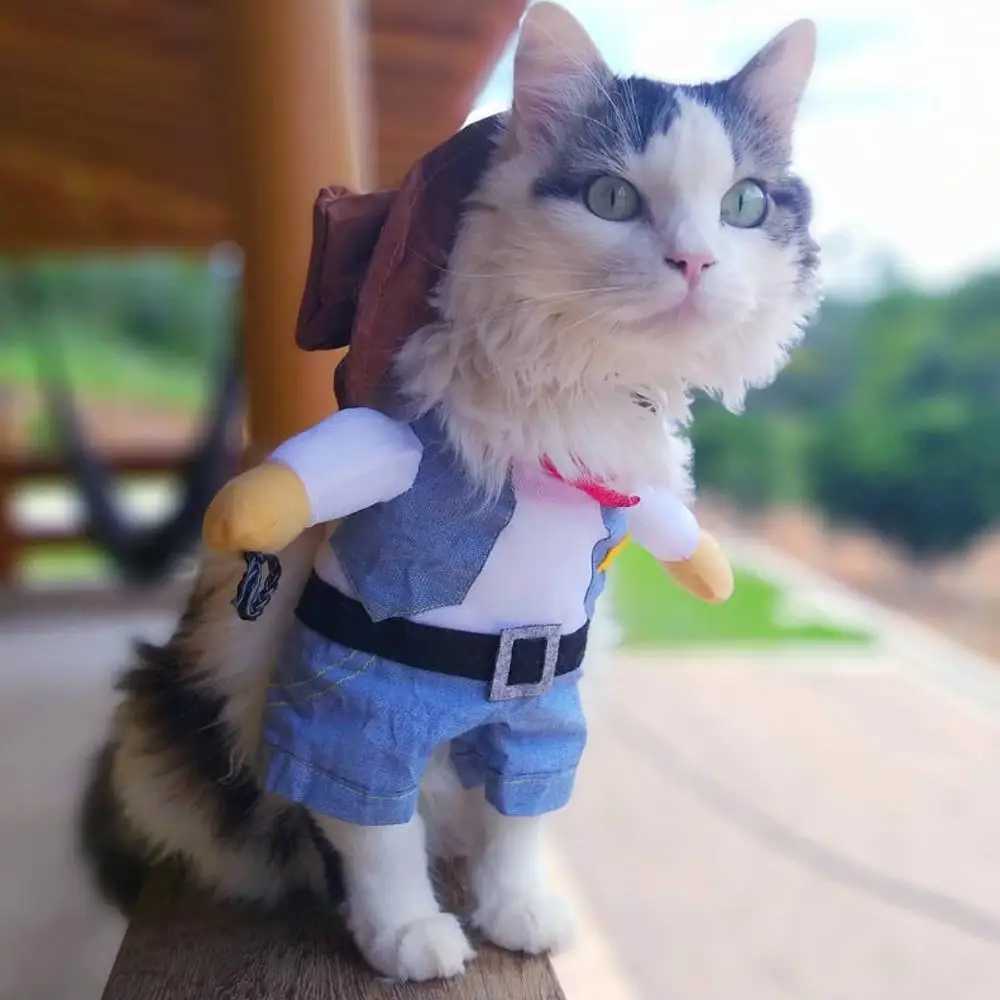 Halloween Dog Cat Costumes Western Cowboy Uniform with Hat Funny Pet Cowboy Outfit Funny Costume Clothing for Cats Small Dogs A4W6 XJ250813