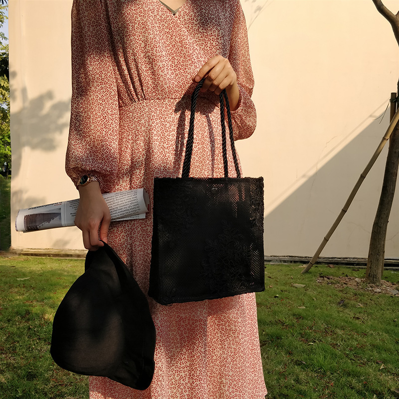 2025 Dongdaemun Summer Lace Fairy Embroidery Single Shoulder Women's Korean Large Capacity Hollow Shopping Bag ddmymarket
