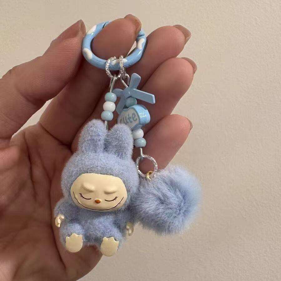 Cute Mini Flocked Labu Bag Couple Car Keychain Decoration Pendant Phone Chain
