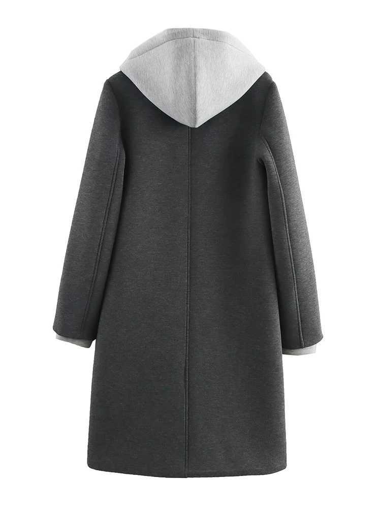 2025 Spring and Autumn New Style Detachable Hooded Splicing Temperament Casual Long Sleeve Coat Jacket Z250813