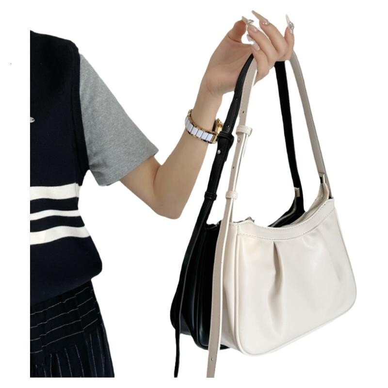 Gentle Style Korean Version Single Shoulder Crossbody Underarm Wrinkled Cloud Dumpling Baguette Women's Bag ddmymarket