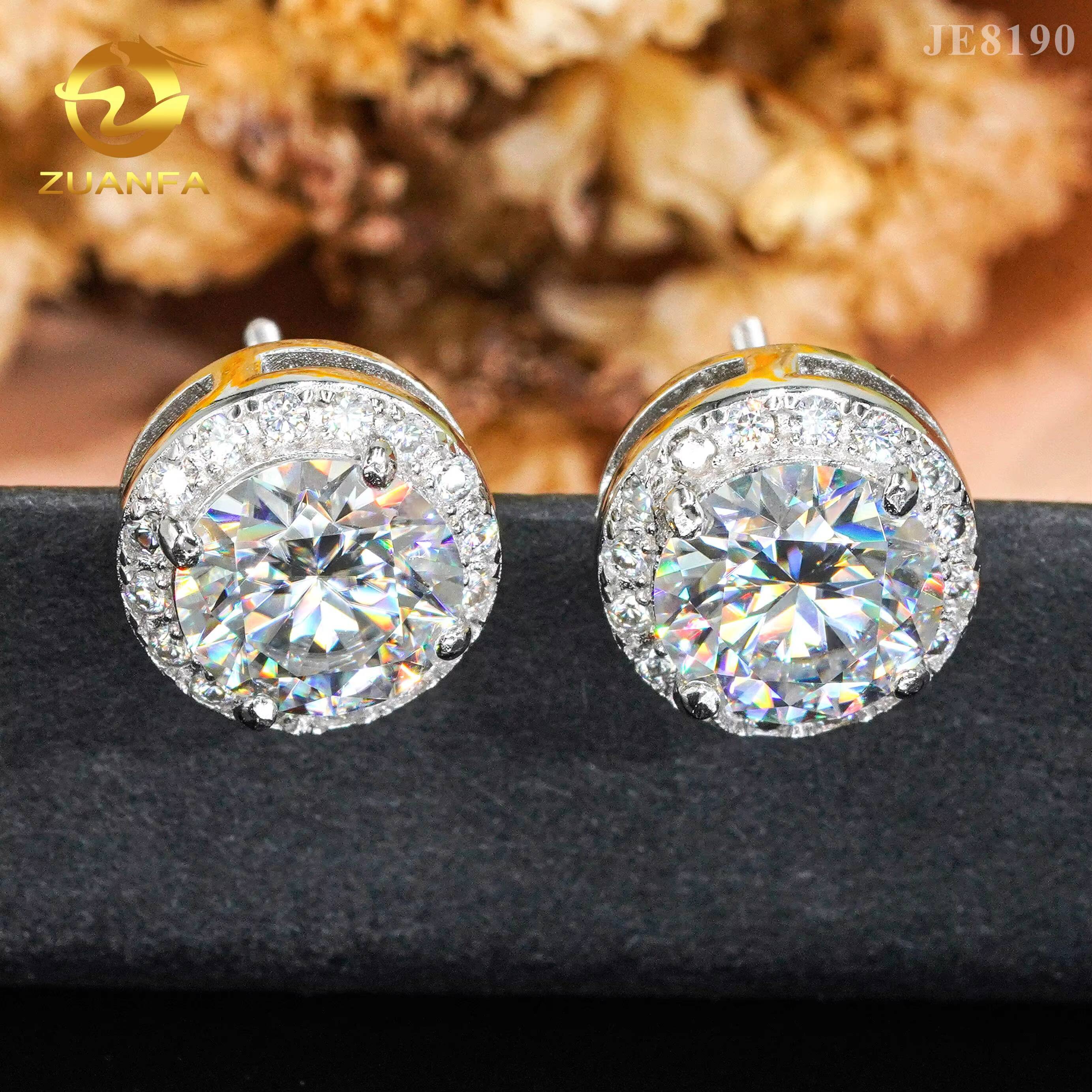 Tested S925 Sterling Silver Gold-Plated Shiny Earrings Stud Screw Back Closure Unisex VVS Moissanite Earrings Stud