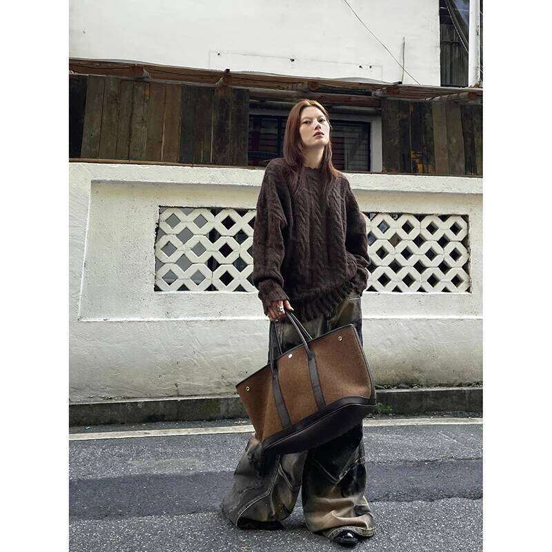 American Vintage Waist Printting Jeans Women Casual 2000S Washed Pants Baggy Y2k Wide Leg Grunge High Street Denim Trouser MDNG 20250811