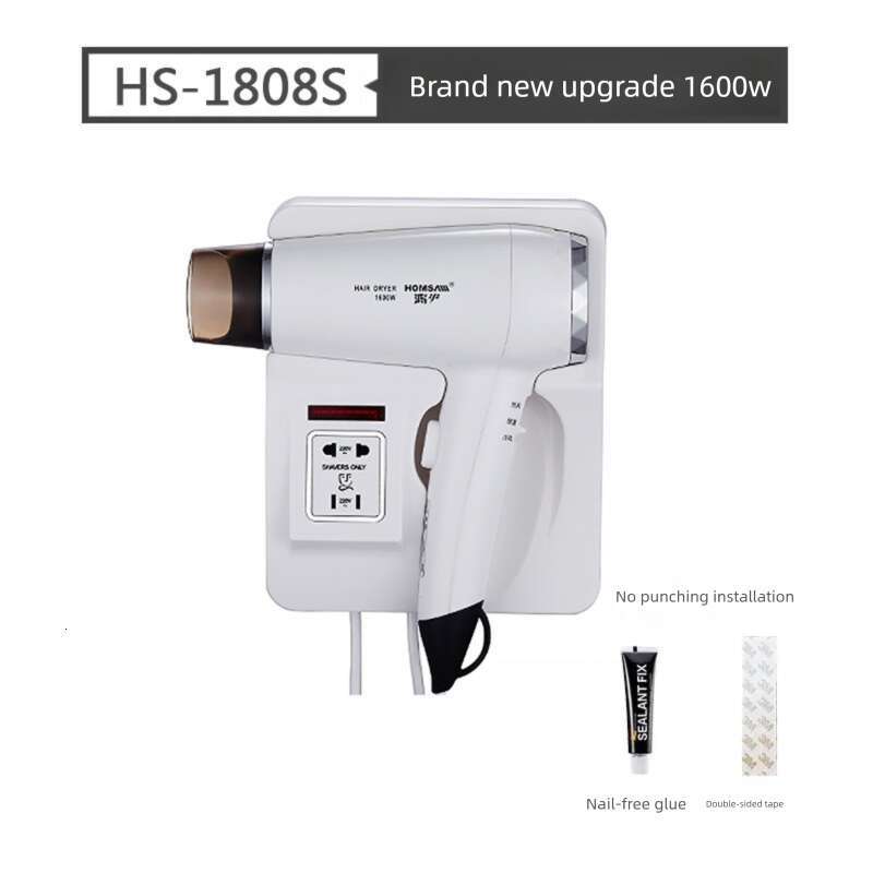 Hair Dryer For Home And Hotel Use Wall Mounted Three Adjustable Settings With Socket Constant Temperature Multi Functional