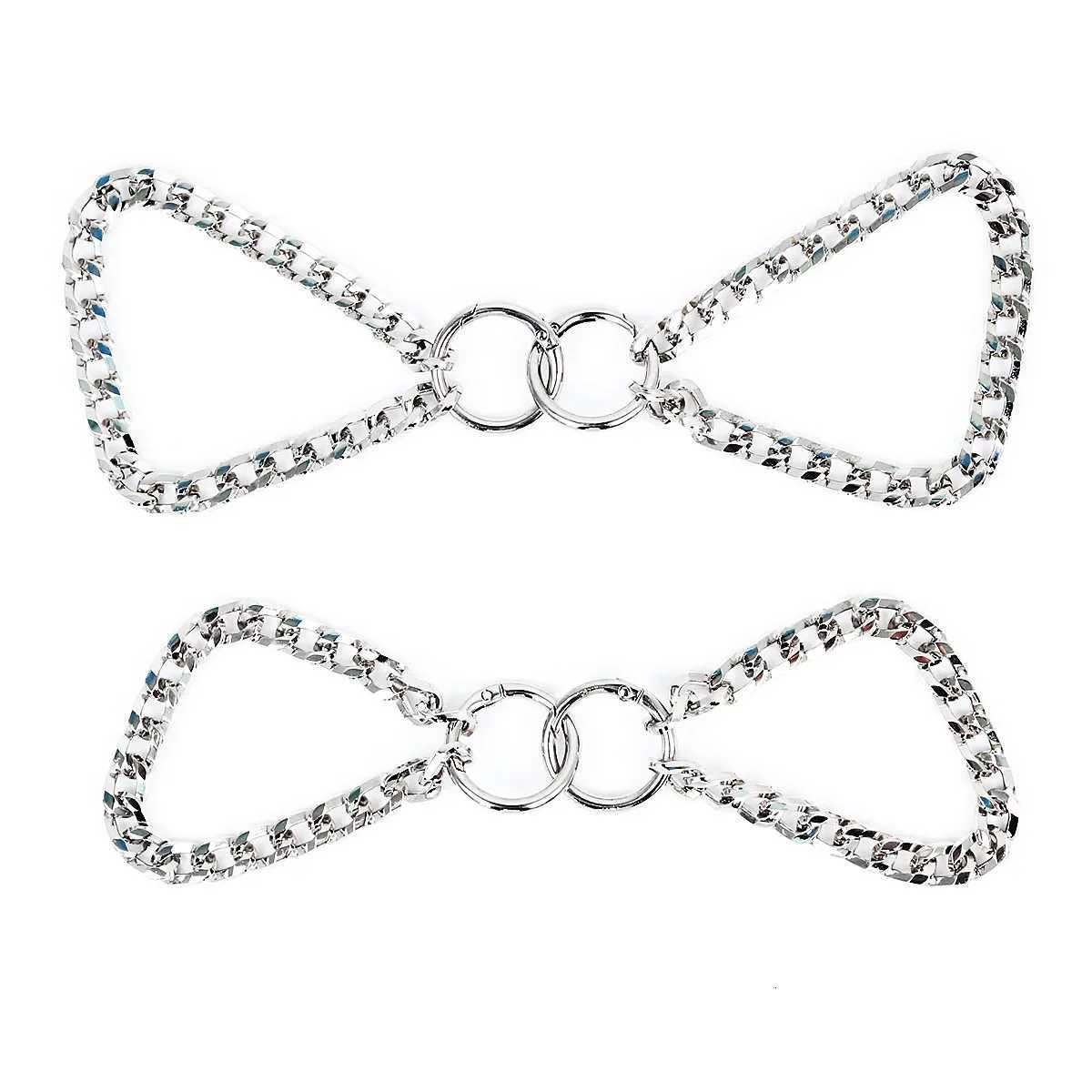 Stainless Steel Detachable Buckle Chain Neck Collar Handcuffs Wrist Ankle Cuffs Adult Slave BDSM Bondage Sex Toys for Women MenXJ250813