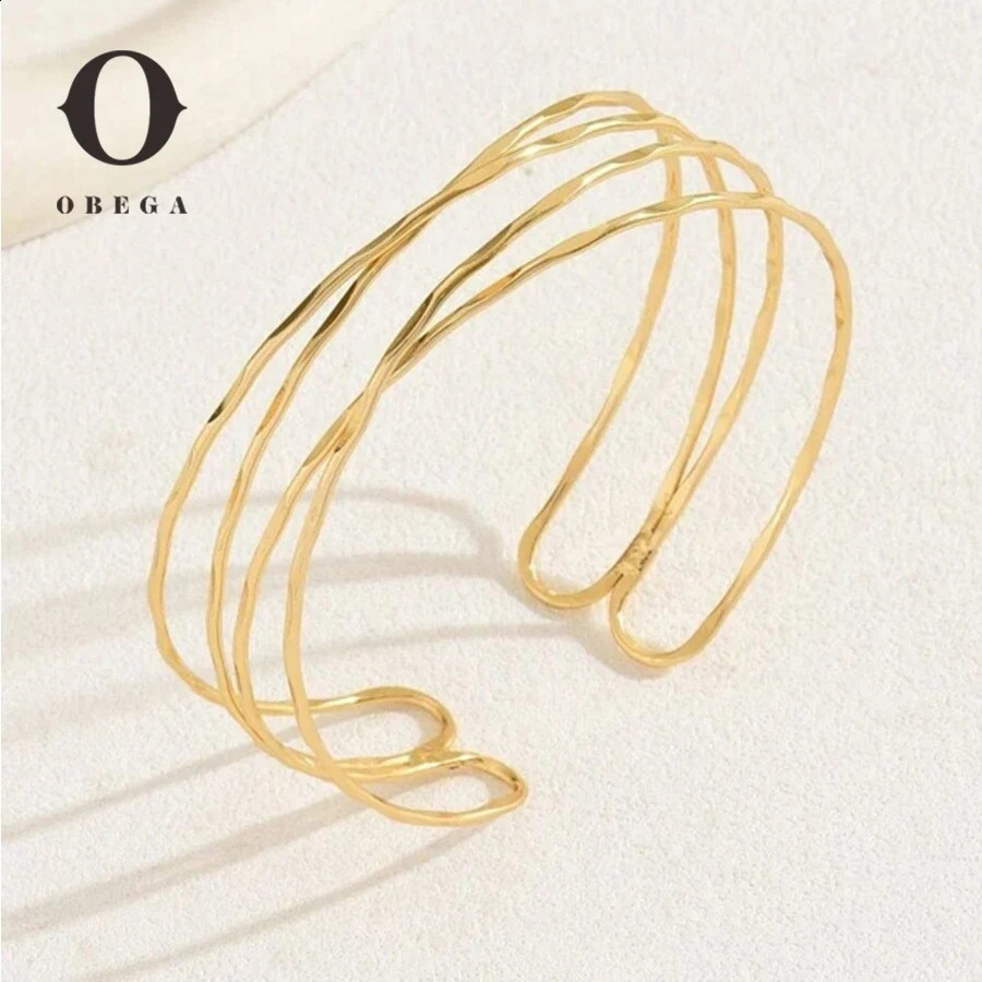 Obega Korean Multilayer Gold Color Cuff Bracelet For Women Punk Style Metal Bracelet Minist n Ins Daily Wear Party Jewelry 250812