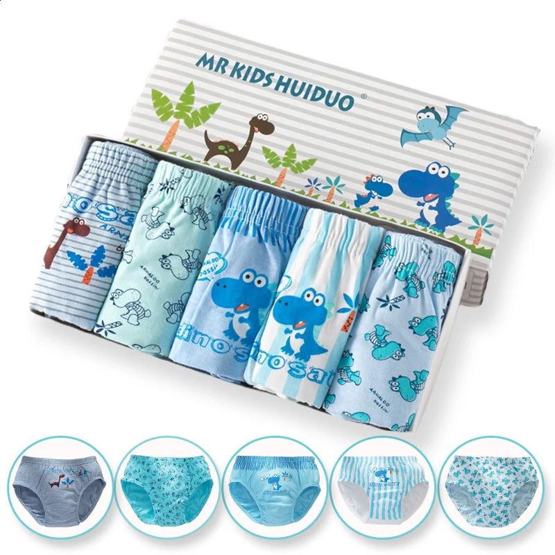 5 Pack Cotton Boys Briefs With Exquisite Box Dinosaurs Cartoon Kids Panties For Breathable Childrens Underwear 214Years 250812