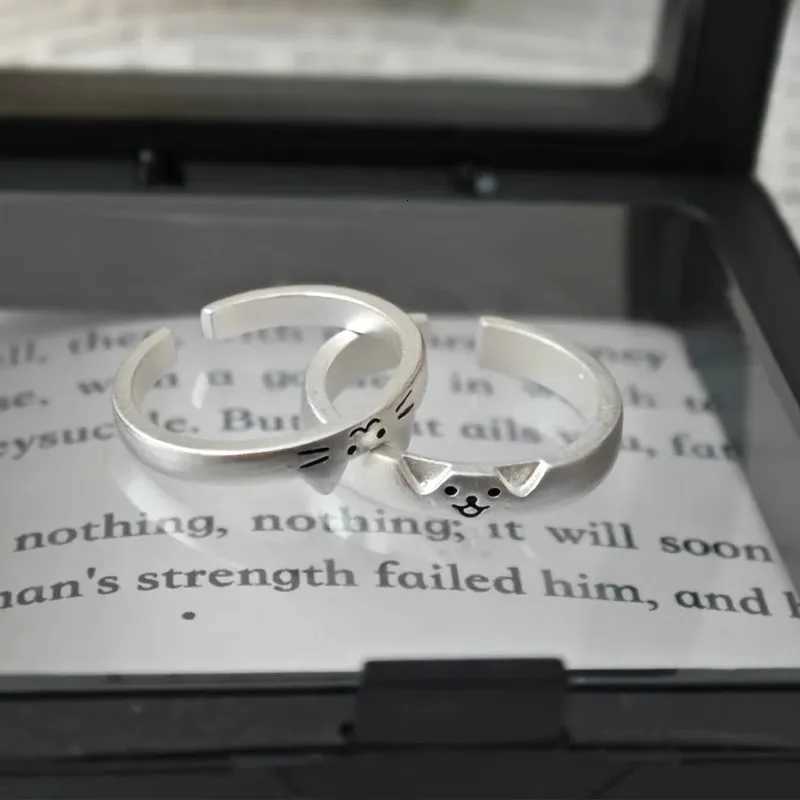2pcs Cute Cat Dog Animal Couple Ring for Women Men 2025 New Fashion Statement Lover Rings Valentines Day Party Jewelry Gifts W250812