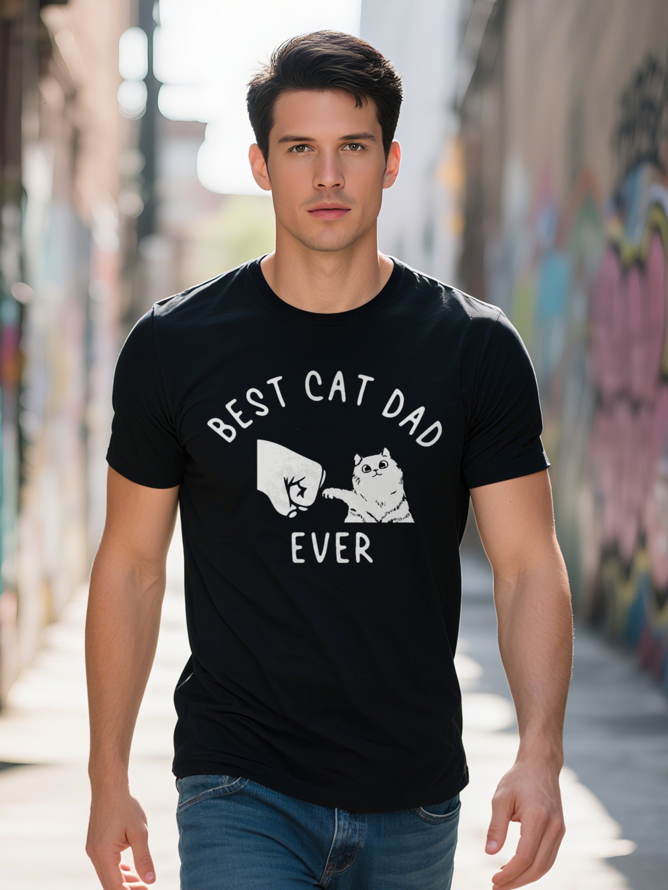 Best Dad Ever Men s Graphic T Shirt Funny Vintage Black Short Sleeve with Cartoon Design Gift for Pet Lovers