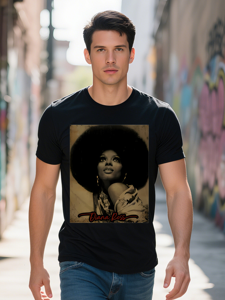 Men S Casual Crew Neck T-Shirt with Black Haired Woman Print Perfect Gift for Him Summer Style Regular Everyday 3088d