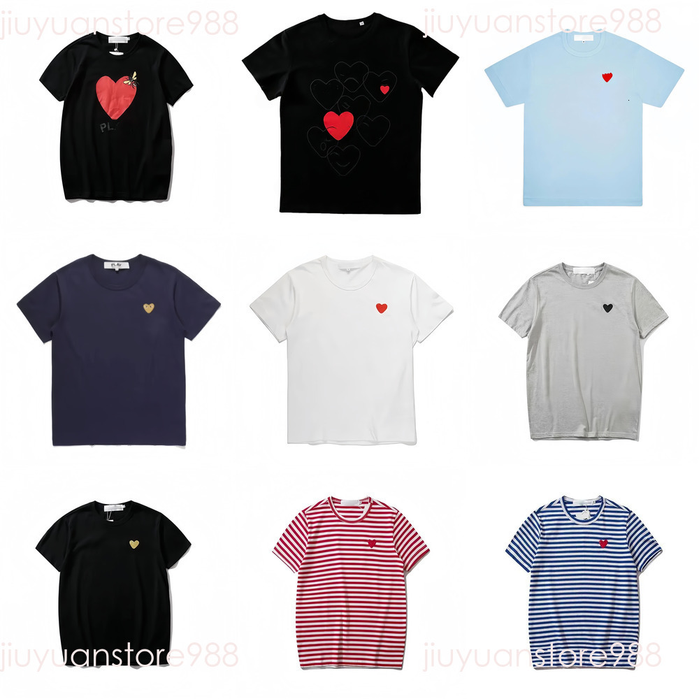 Amily Shirts PLAY Summer Mens T shirts Designer Red Heart Fashion Embroidered Casual T-shirt Cotton Printed Short Sleeve Women High Quanlity Tshirts Summer Asian