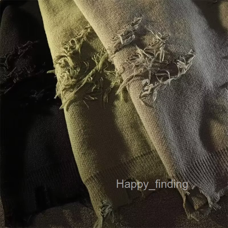 American Style High Street Distressed Sweater for Men and Women Autumn and Winter Ins Lazy Style High-end Design Sense Niche Knitwear