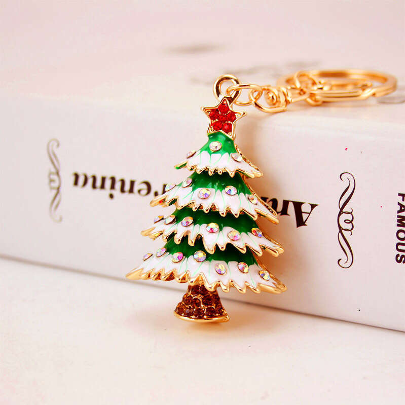 Kuxi Jewelry Alloy Christmas Tree Red Bell Santa Claus Keychain Metal Pendant Accessory