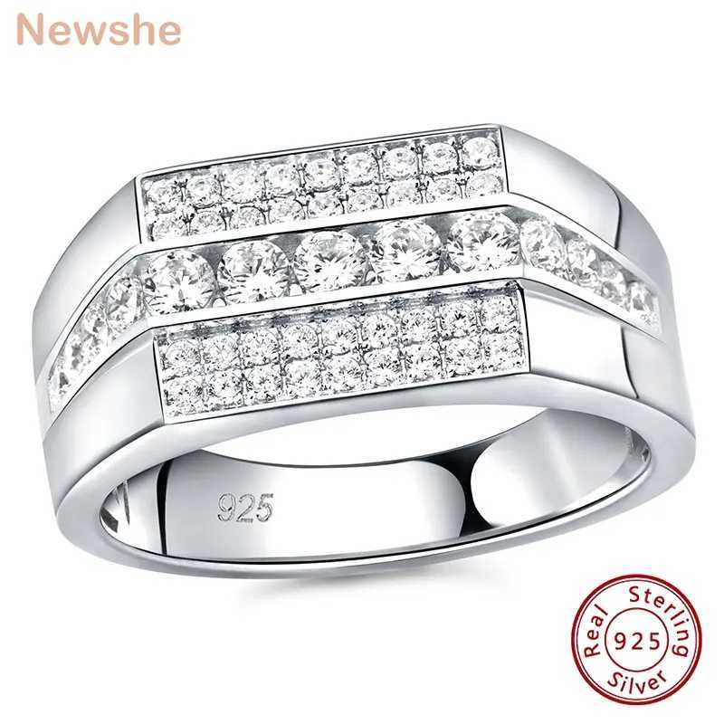 Newshe Full Moissanite Wedding Band For Men 925 Sterling Silver Engagement Rings Pave Brilliant Round Eternity Promise Ring W250812