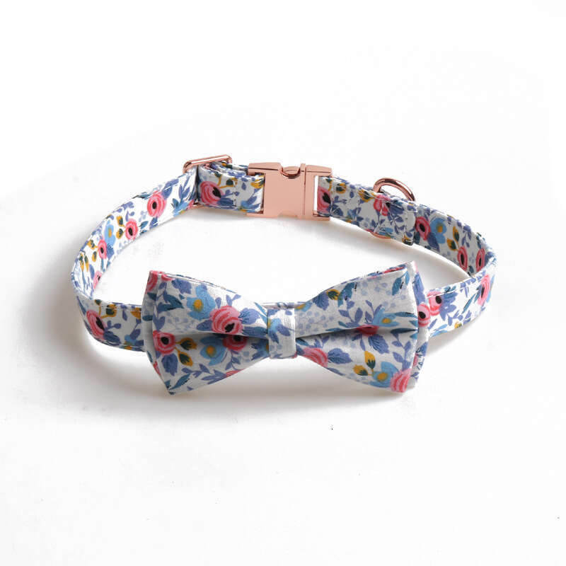 Jinjite New Pet Floral Dog Full Metal Rose Gold Buckle Bow Collar