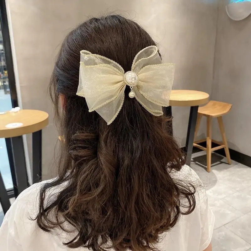 Bow Rhinestone Tassel Hair Clips Barrettes Hairpins For Women Autumn Ponytail Clips Girls Hair Accessories Bling Headwear 250812