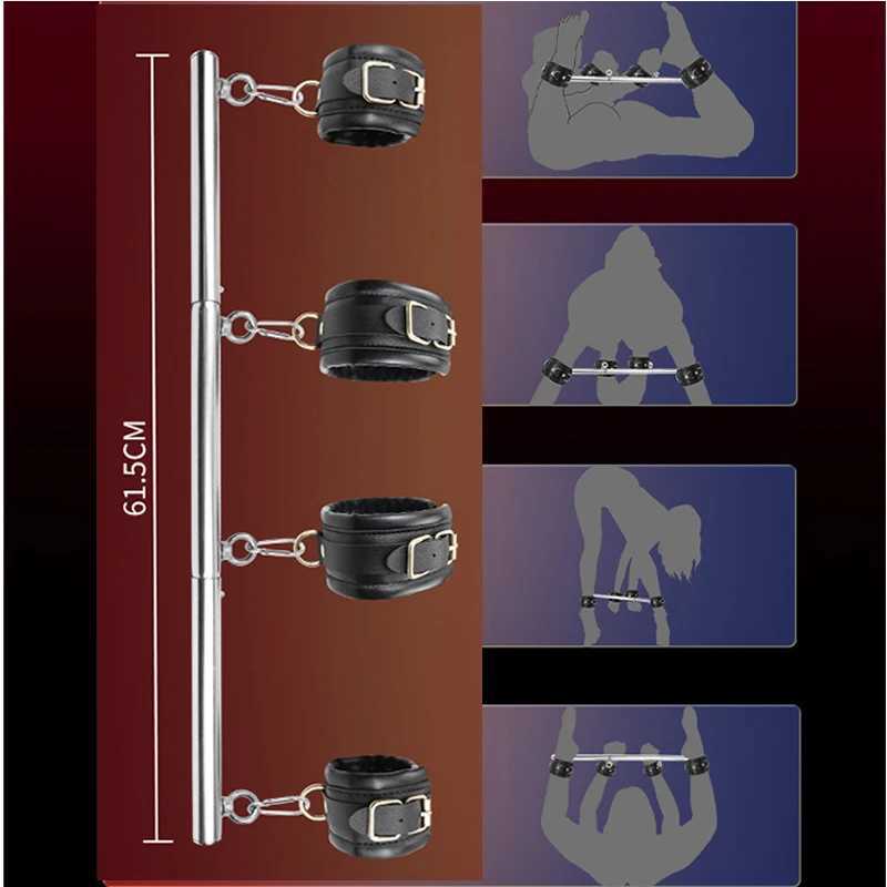 BDSM Bondage Set Stainless Steel Adjustable Telescopic Bar Sex Handcuffs Ankle Cuffs Fetish Restraints Sex Toys For Couples XJ250813