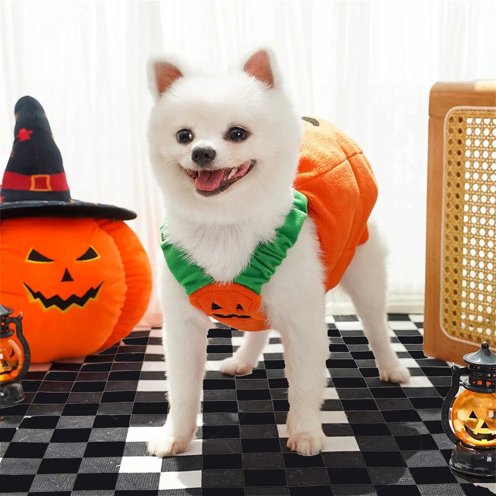 Halloween Pet Costume Creative Cute Pumpkin Costume Cat Dog Outfit Halloween Pet Cosplay Dress Up Pumpkin Shape Costume XJ250813