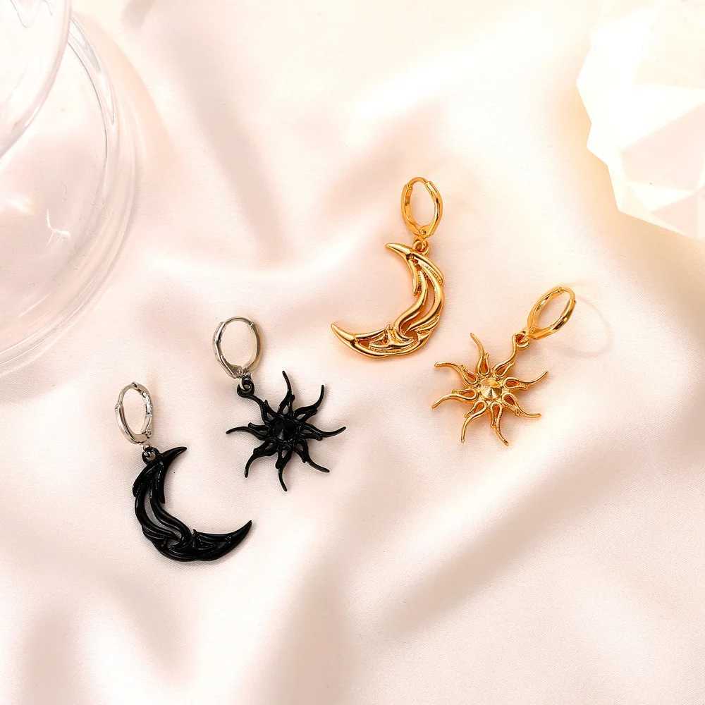 LATS New Sun Moon Dangle Earring Asymmetric Abstract Star Drop Earrings for Women Short Hollow Earings Brincos Fashion Jewelry Y250812