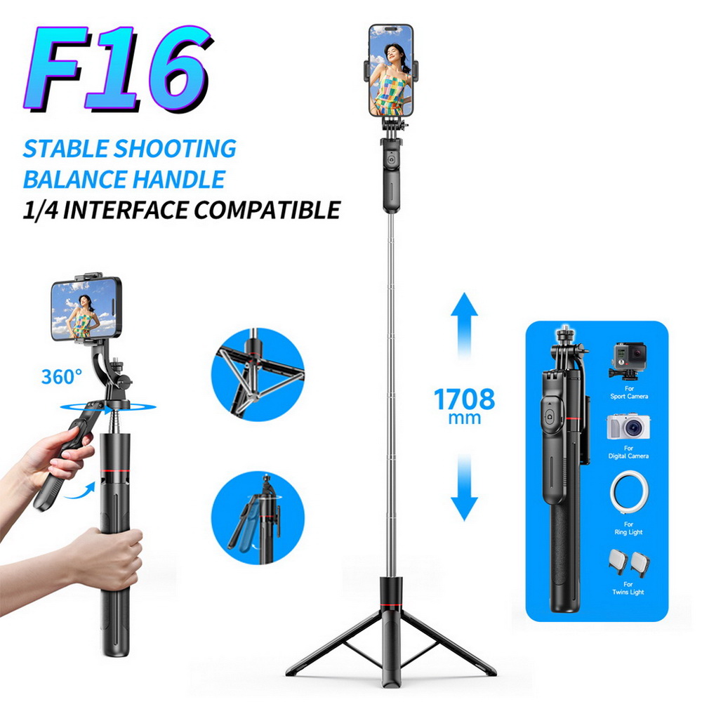 Stableshot 1.7M Smart Balance Tripod Selfie Stick 360 Rotate Panoramic Shooting Handheld Detachable Phone Clip Anti-Shake for iPhone Android Vlog Live Streaming