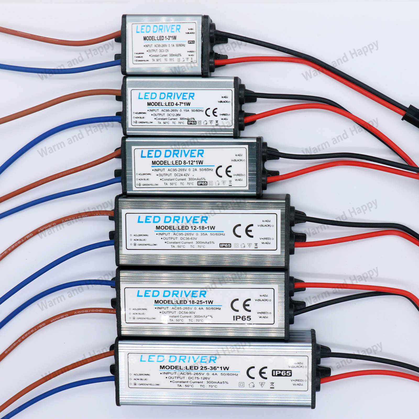 LED Driver 1-3W 4-7W 8-12W 12-18W 18-24W 25-36W AC95V-265V Power Supply 300mA Waterproof IP65 Lighting Transformer