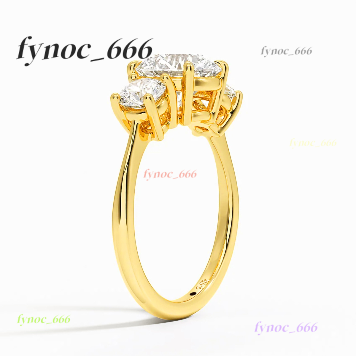 Fine Jewelry Manufacturer Women Valentines Day Gift Classic 4 Prong 3 Stone Moissanite Hollow 14K Gold Ring