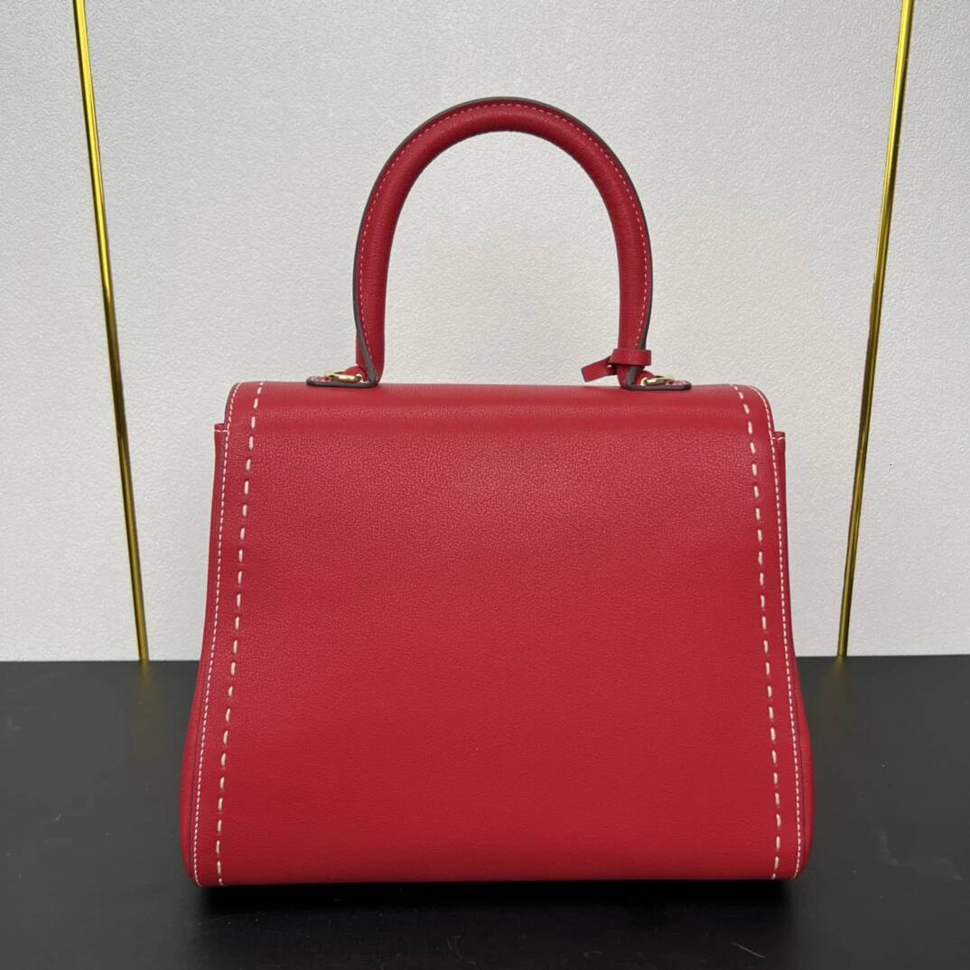 Leather Women's Handbag Crossbody Top Handle Shoulder Bag Contrast ing Gold Buckle Couple Wedding Gifts Elegant high-quality