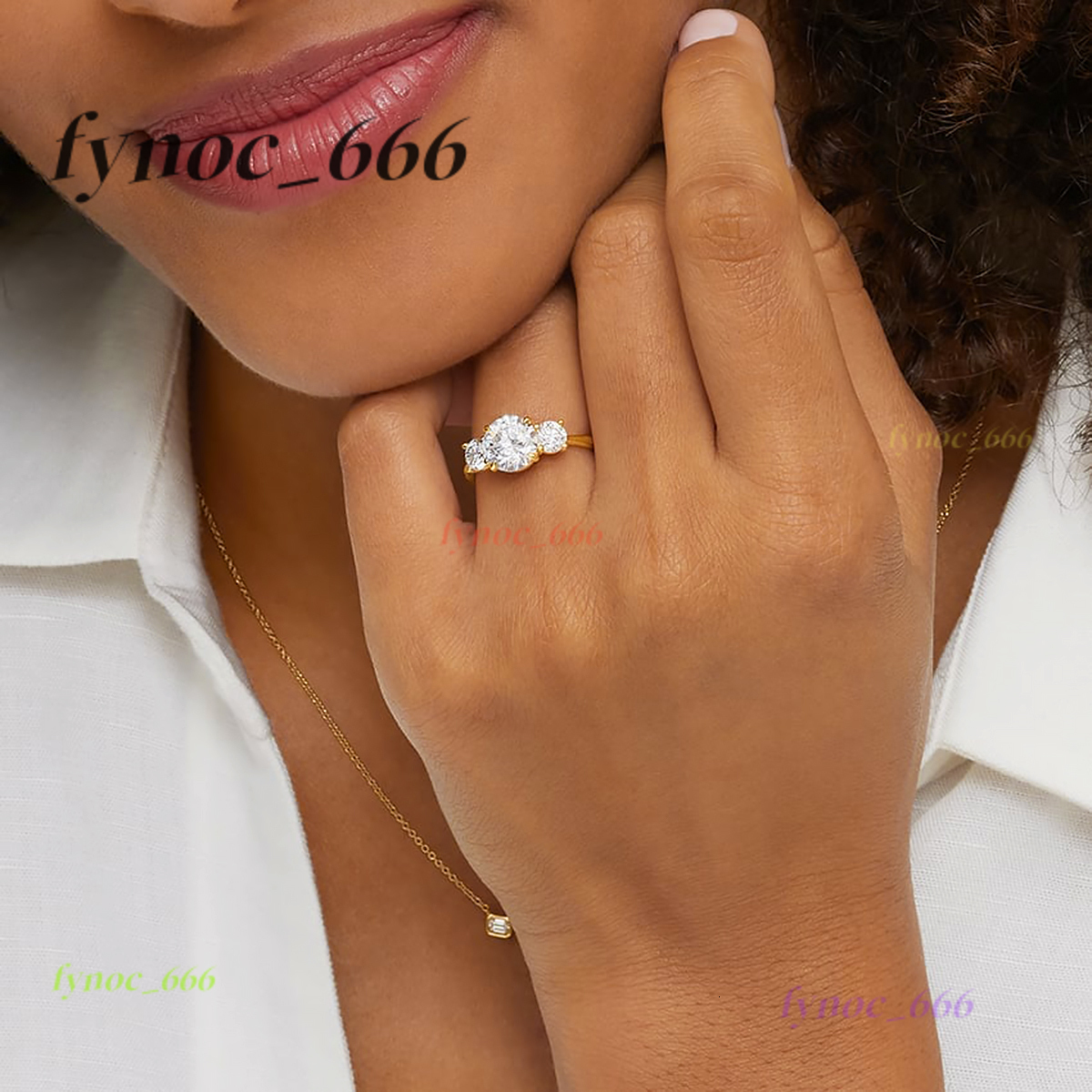 Fine Jewelry Manufacturer Women Valentines Day Gift Classic 4 Prong 3 Stone Moissanite Hollow 14K Gold Ring