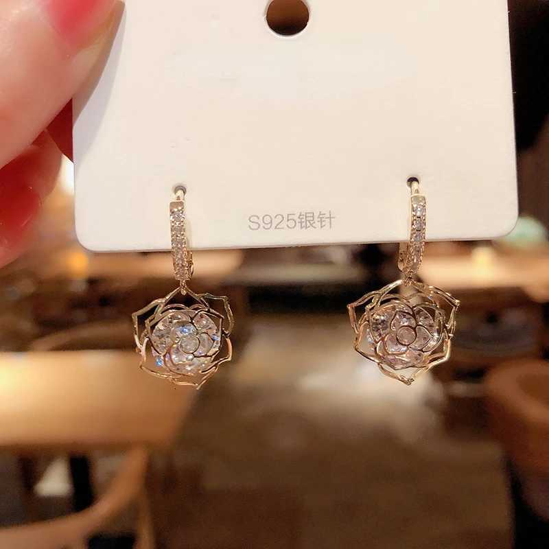 East gate rose zircon earring buckle South Korean high sense of temperament set earrings female new earring products Y250812